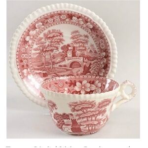 Antique Vintage Tower Pink Spode Older Backstamp Flat Teacup and Saucer …